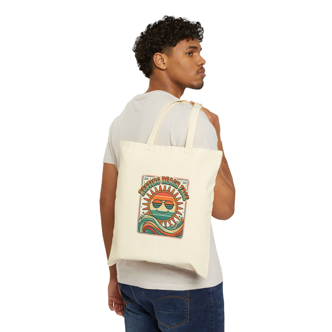 Retro Sun Canvas Tote Bag — Beach &amp; Summer Tote