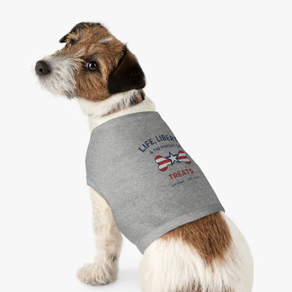 "Life, Liberty and Treats" Patriotic Pet Tank — 4th of July Cat and Dog Shirt