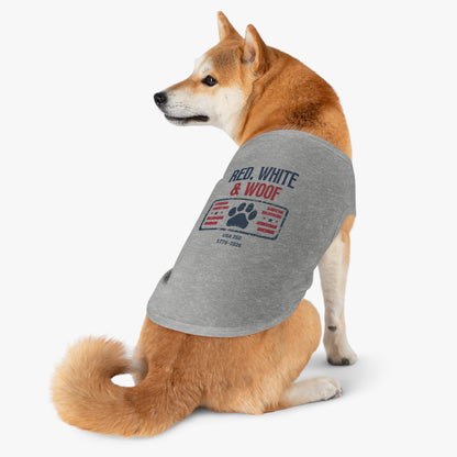 Patriotic dog shirt with flag paw design