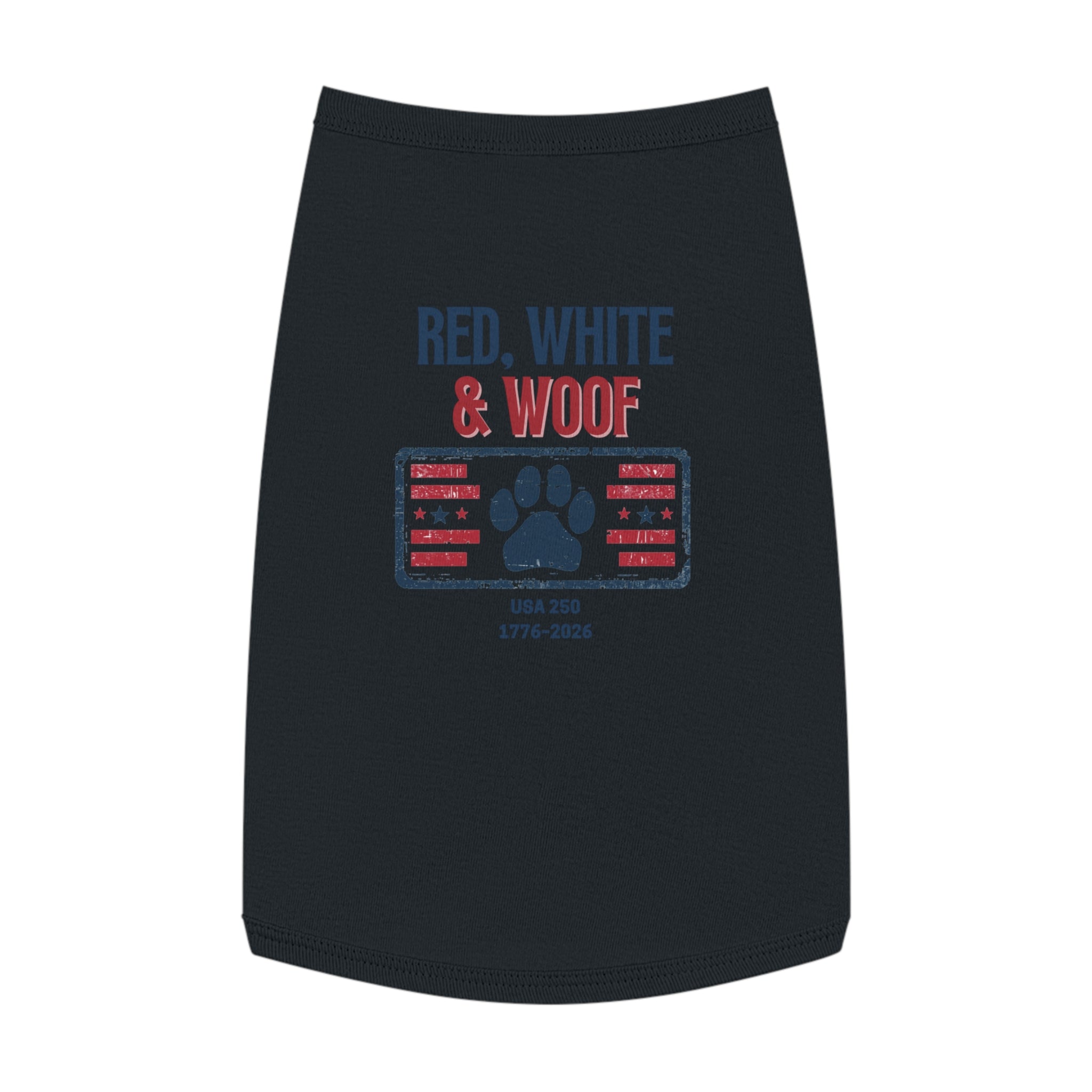 Red, White & Woof Pet Tank Top – Patriotic Dog Shirt with Flag Paw Design