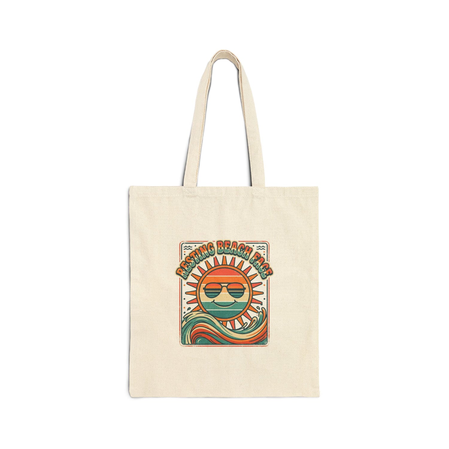 Retro Sun Canvas Tote Bag — Beach &amp; Summer Tote