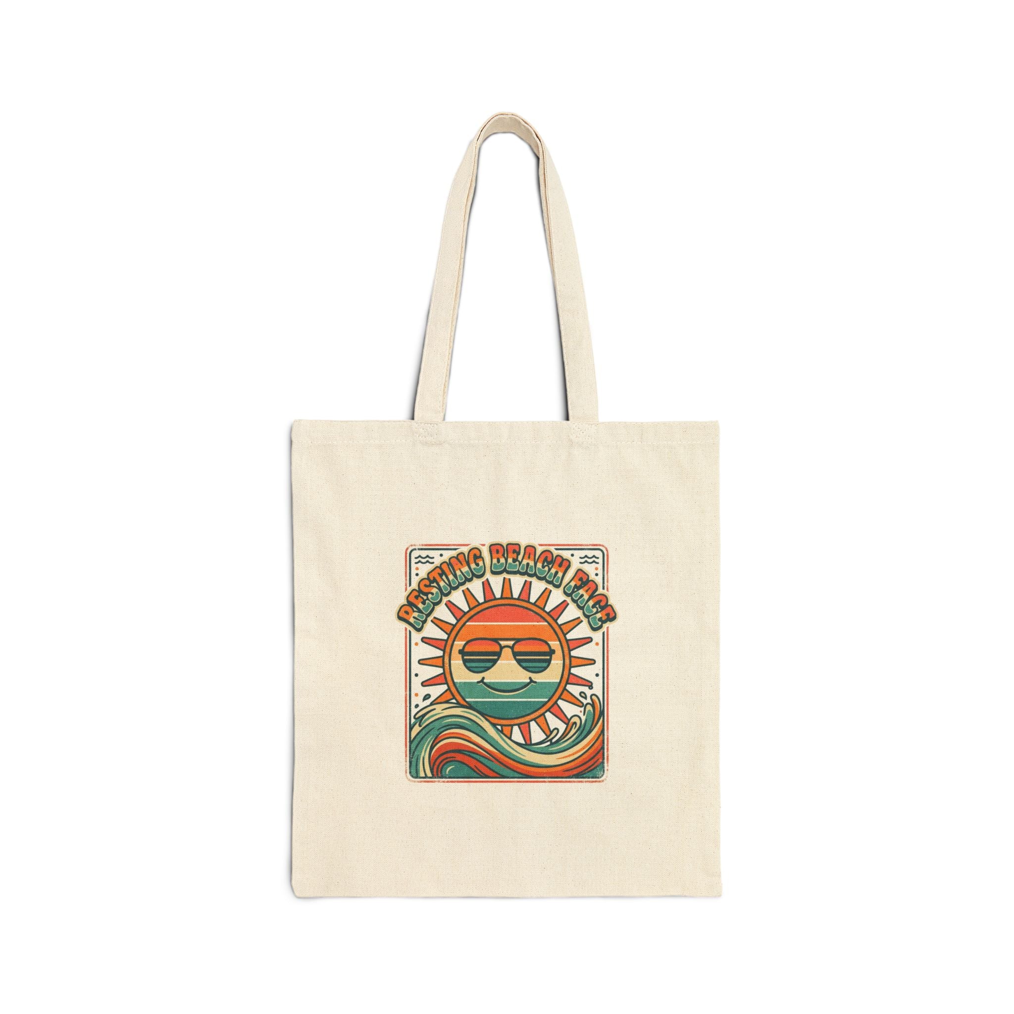 Retro Sun Canvas Tote Bag — Beach &amp; Summer Tote