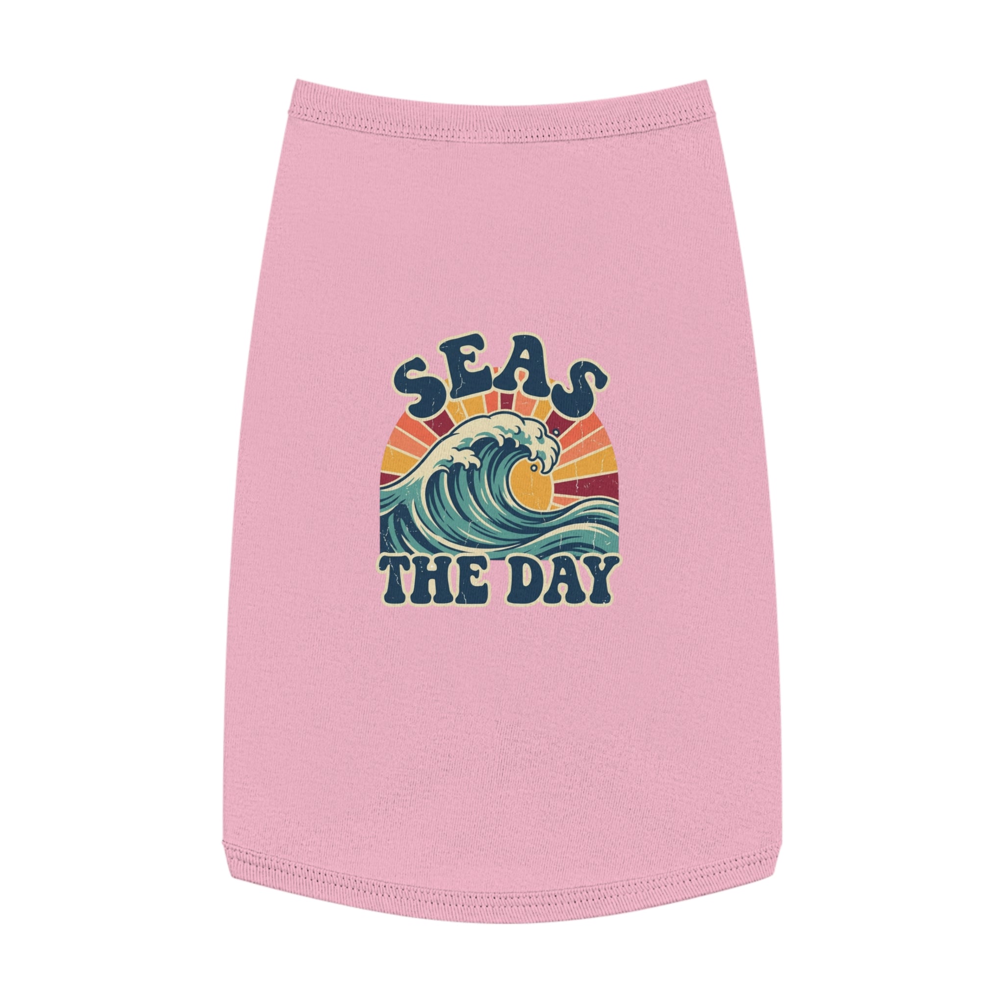 Pet Tank Top — "Seas the Day" Retro Ocean Wave Dog Shirt