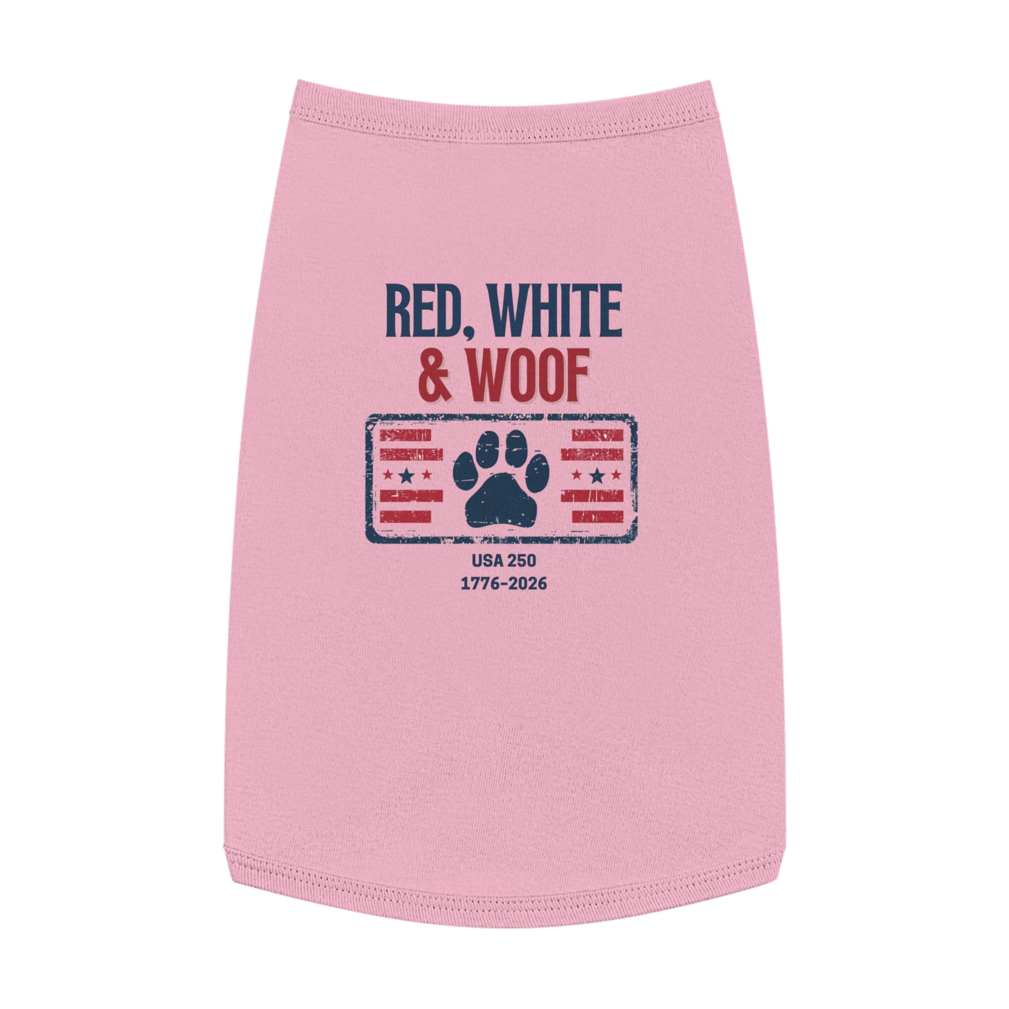 Red, White & Woof Pet Tank Top – Patriotic Dog Shirt with Flag Paw Design