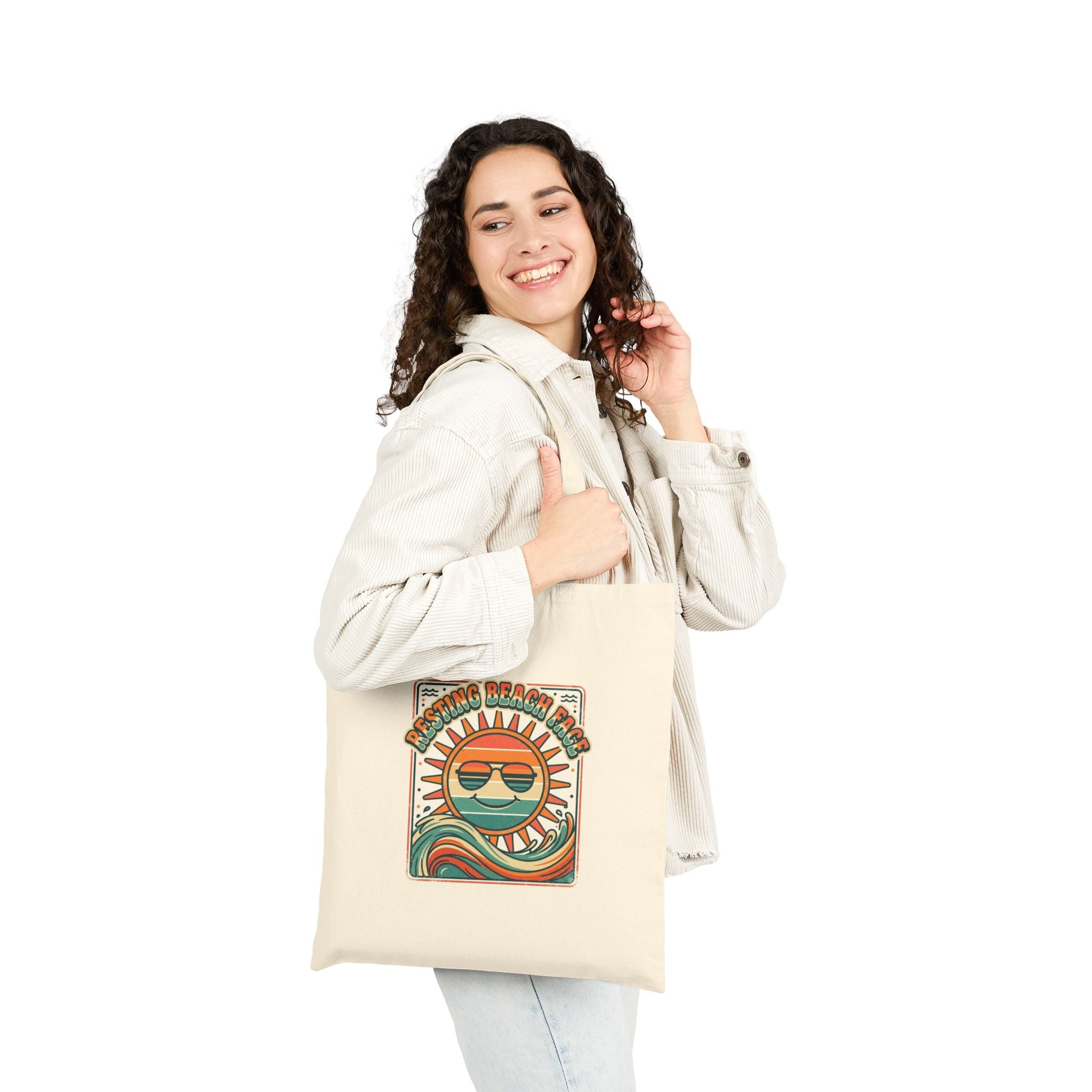 Retro Sun Canvas Tote Bag — Beach &amp; Summer Tote