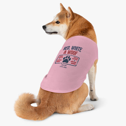 Patriotic dog shirt with flag paw design
